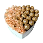Fleuriste à Casablanca Coffret-Coeur-Fleurs-et-Ferrero-Fleuriste-Casablanca-Livraison-Fleurs-Casablanca-Bouquet-de-Fleurs-Oricago-Flowers